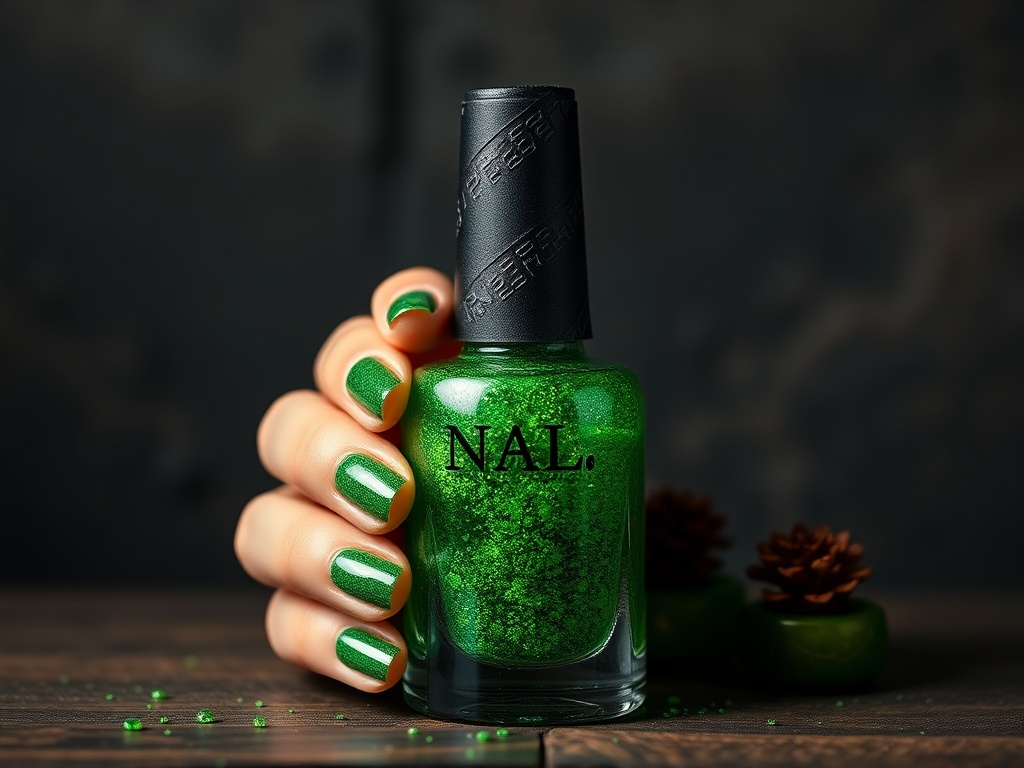 paznokcie butelkowa zieleń z czym łączyć